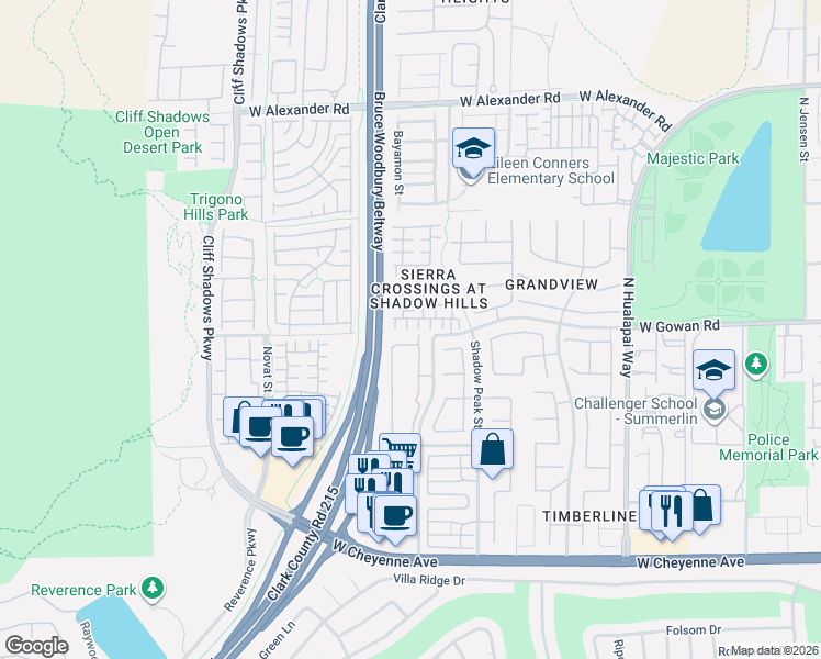 map of restaurants, bars, coffee shops, grocery stores, and more near 3501 Shady Timber Street in Las Vegas