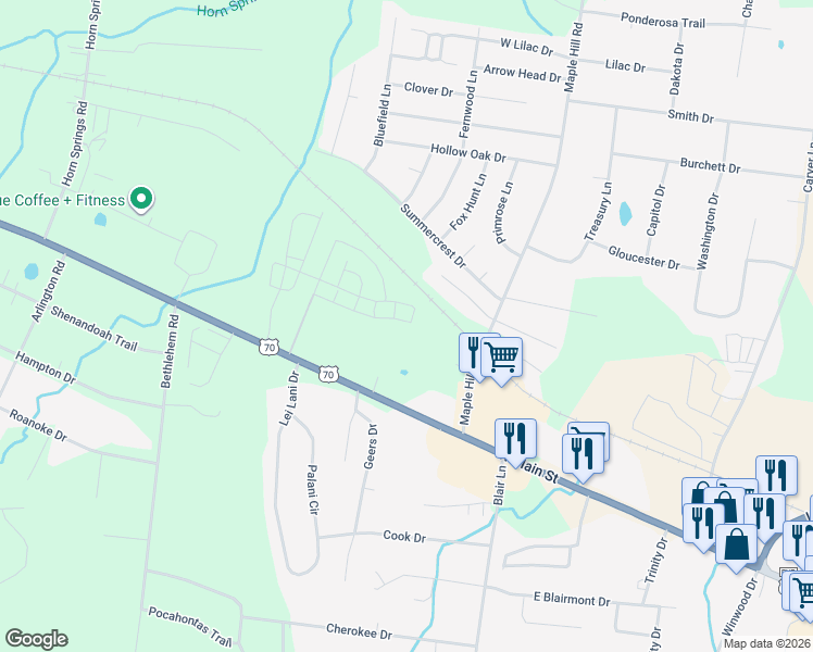 map of restaurants, bars, coffee shops, grocery stores, and more near 1735 West Main Street in Lebanon