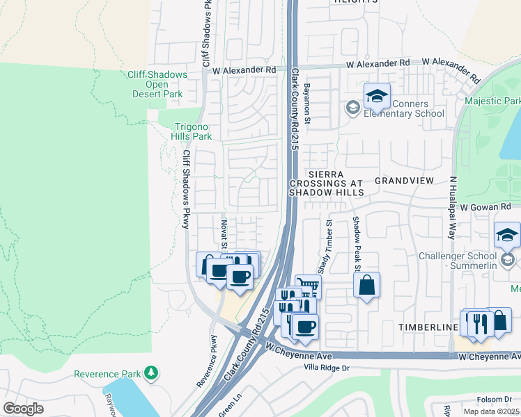 map of restaurants, bars, coffee shops, grocery stores, and more near 10549 Hamdem Avenue in Las Vegas