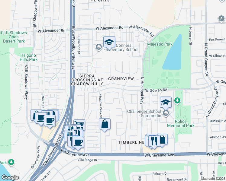 map of restaurants, bars, coffee shops, grocery stores, and more near 3517 Jewel Night Street in Las Vegas