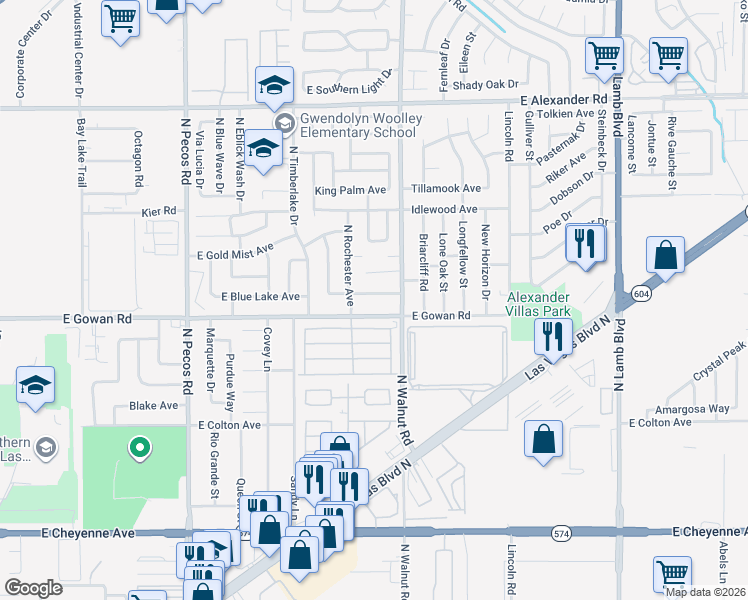 map of restaurants, bars, coffee shops, grocery stores, and more near 3844 Autzen Stadium Way in Las Vegas