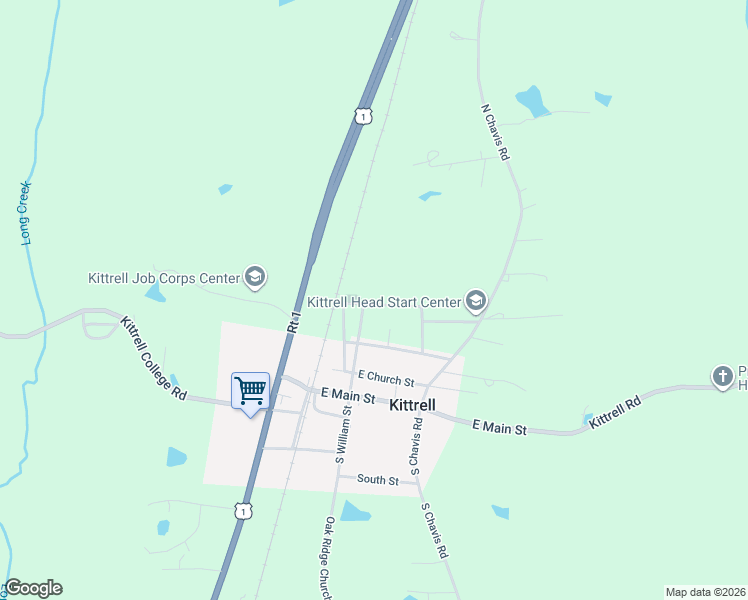 map of restaurants, bars, coffee shops, grocery stores, and more near 191 North Chavis Road in Kittrell