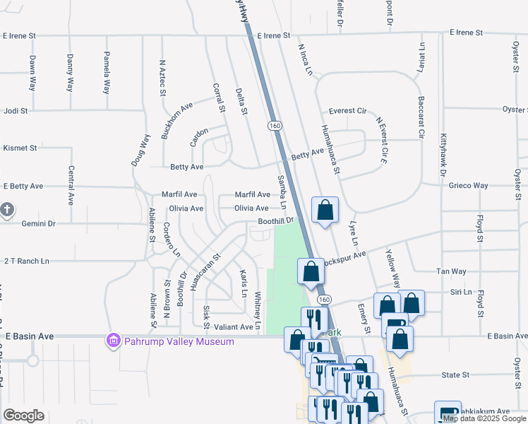 map of restaurants, bars, coffee shops, grocery stores, and more near 921 Olivia Avenue in Pahrump
