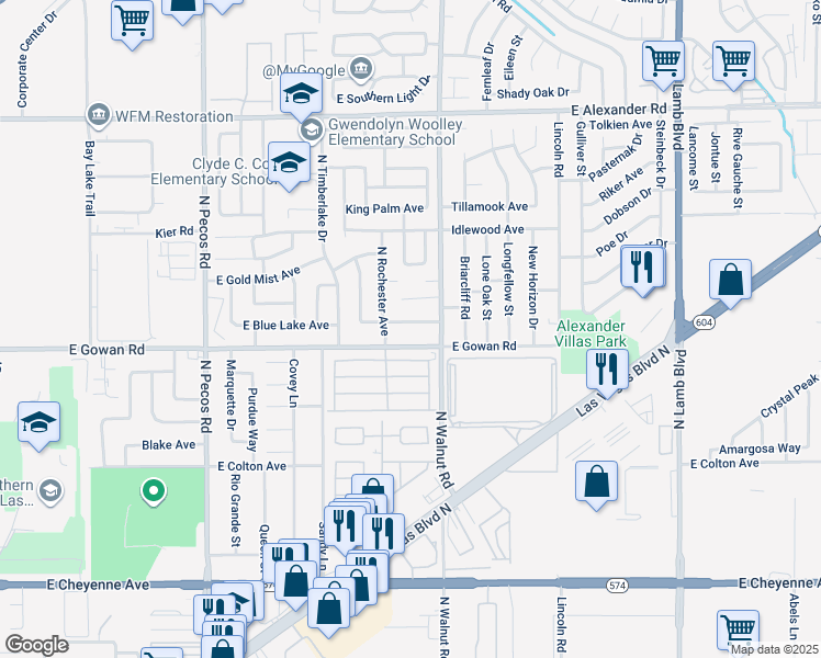 map of restaurants, bars, coffee shops, grocery stores, and more near 3837 East Kellogg Avenue in Las Vegas