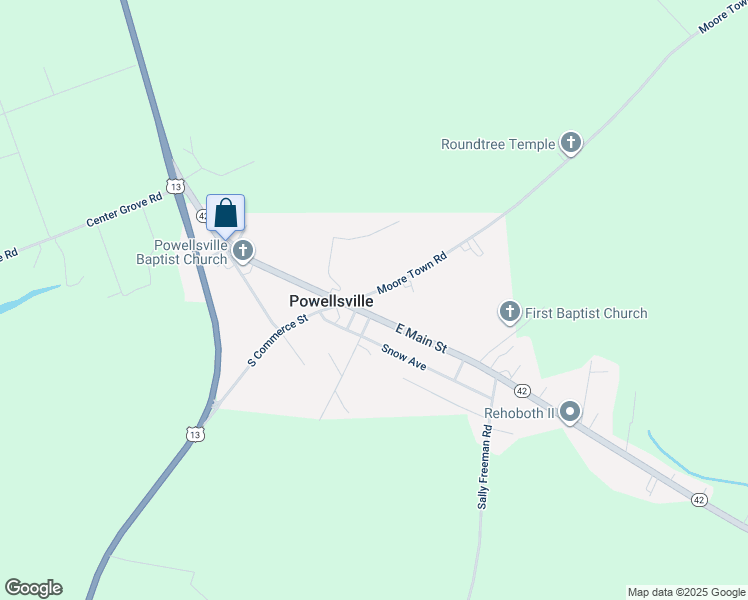 map of restaurants, bars, coffee shops, grocery stores, and more near 106 Bethlehem Church Road in Powellsville