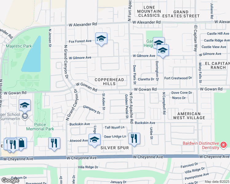 map of restaurants, bars, coffee shops, grocery stores, and more near 9344 Red Rose in Las Vegas