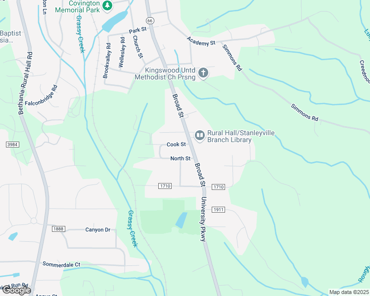 map of restaurants, bars, coffee shops, grocery stores, and more near 120 Cook Street in Rural Hall