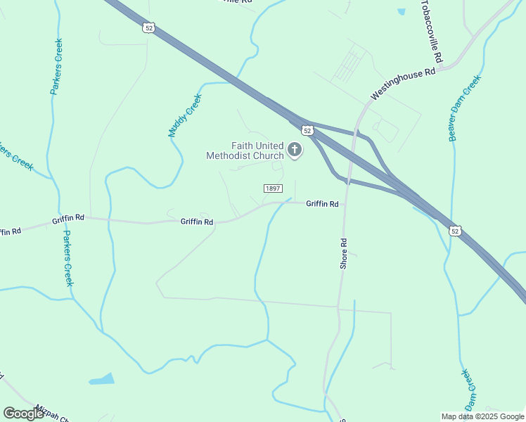 map of restaurants, bars, coffee shops, grocery stores, and more near 1750 Griffin Road in Rural Hall