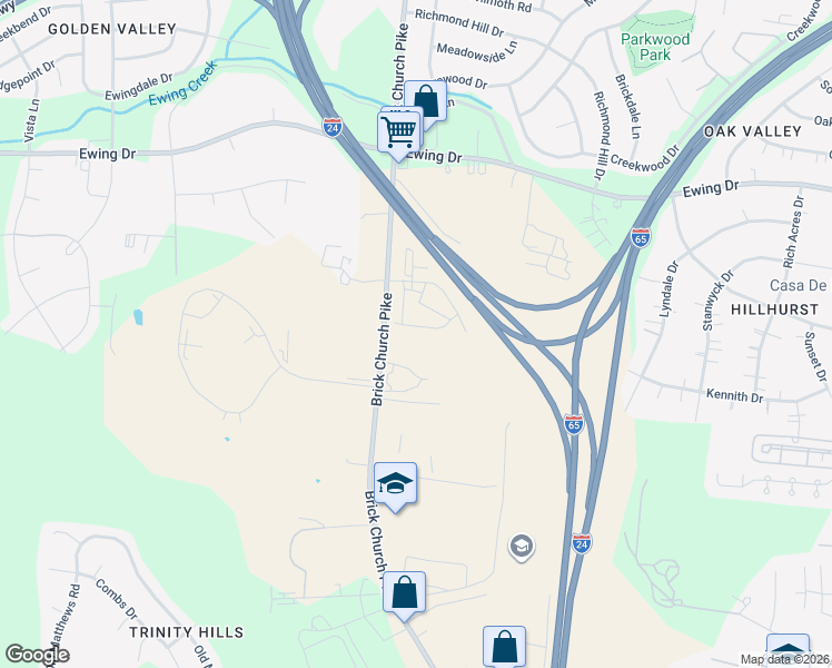 map of restaurants, bars, coffee shops, grocery stores, and more near 2949 Brick Church Pike in Nashville