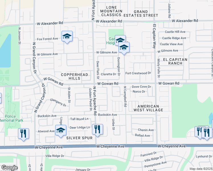 map of restaurants, bars, coffee shops, grocery stores, and more near 9133 Baysinger Drive in Las Vegas