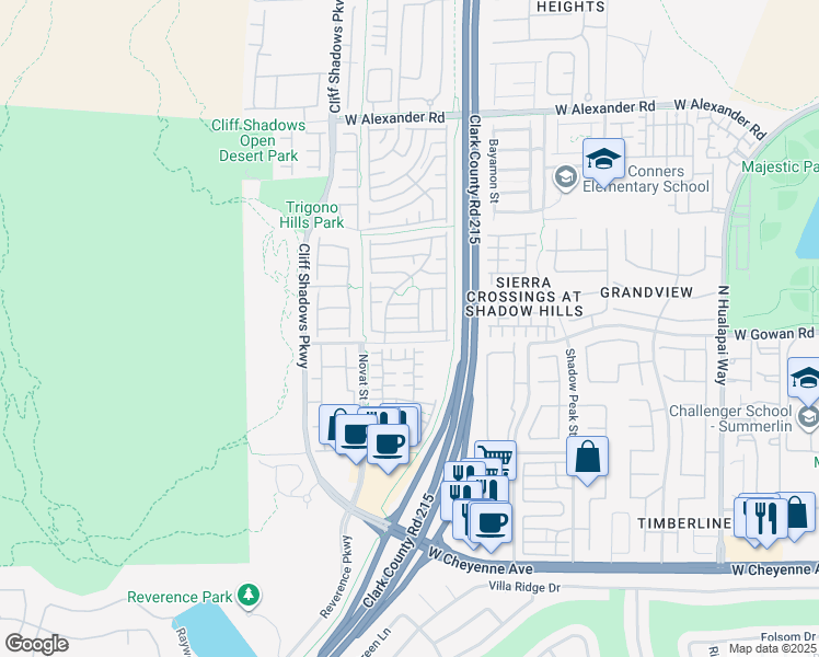 map of restaurants, bars, coffee shops, grocery stores, and more near 10560 Hamdem Avenue in Las Vegas