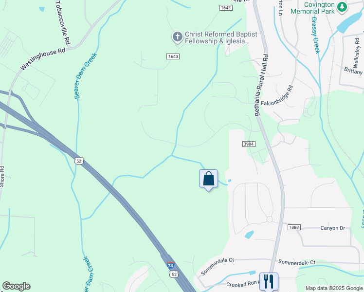 map of restaurants, bars, coffee shops, grocery stores, and more near in Rural Hall