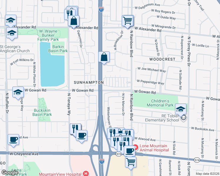 map of restaurants, bars, coffee shops, grocery stores, and more near 6909 Cobre Azul Avenue in Las Vegas