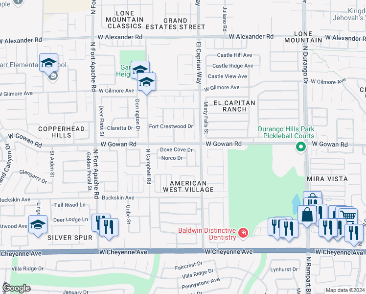 map of restaurants, bars, coffee shops, grocery stores, and more near 8872 Dove Cove Drive in Las Vegas