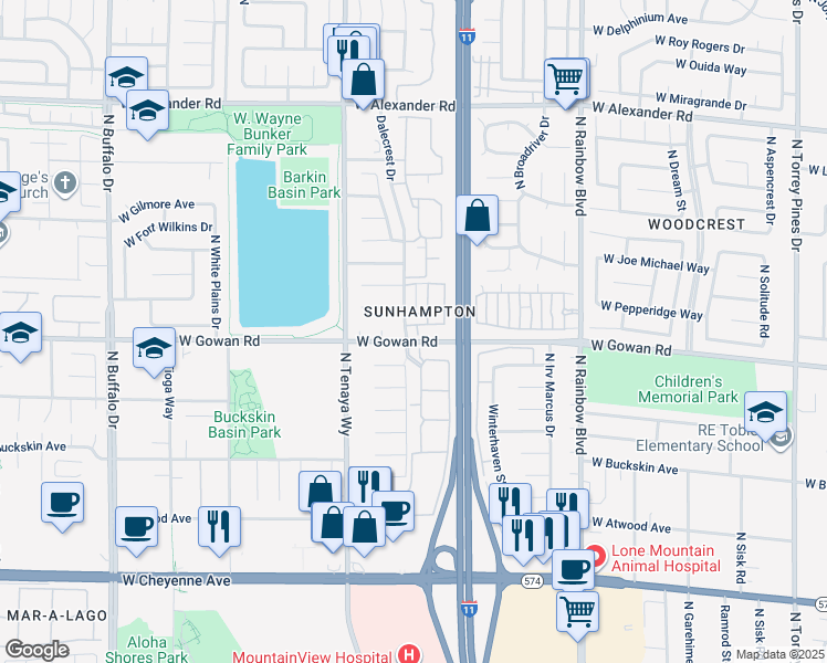 map of restaurants, bars, coffee shops, grocery stores, and more near 3613 Shawn Reynolds Court in Las Vegas
