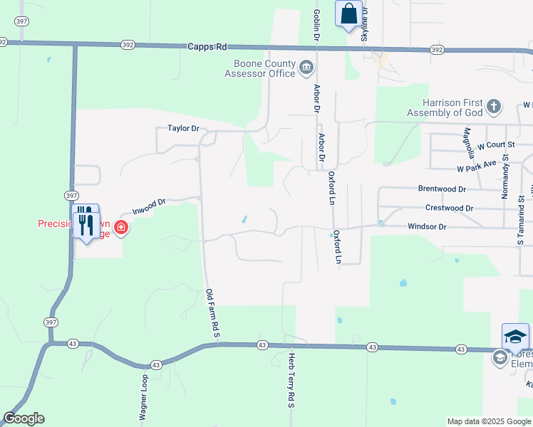 map of restaurants, bars, coffee shops, grocery stores, and more near 1 Meriwether Pond in Harrison