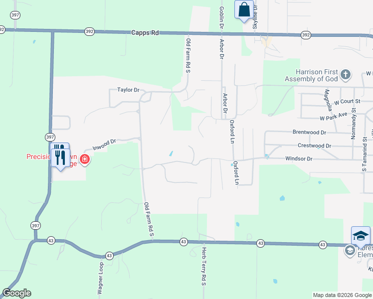 map of restaurants, bars, coffee shops, grocery stores, and more near 1 Meriwether Pond in Harrison
