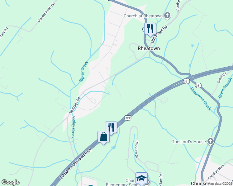 map of restaurants, bars, coffee shops, grocery stores, and more near 5914 Old Stage Rd in Chuckey