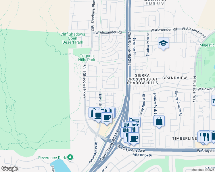 map of restaurants, bars, coffee shops, grocery stores, and more near 3637 Cedartown Street in Las Vegas