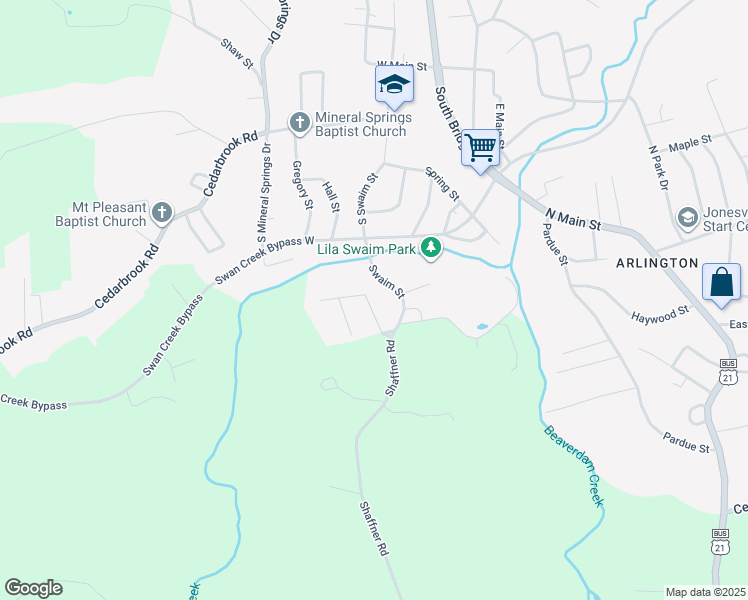 map of restaurants, bars, coffee shops, grocery stores, and more near 516 Westbrook Street in Jonesville