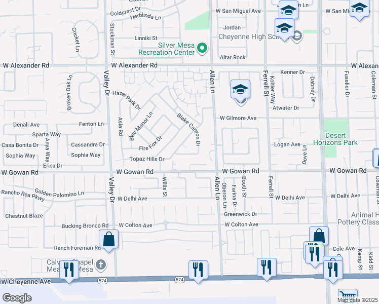map of restaurants, bars, coffee shops, grocery stores, and more near 3820 Alpine Track Avenue in North Las Vegas