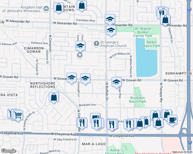 map of restaurants, bars, coffee shops, grocery stores, and more near 7620 Zermatt Avenue in Las Vegas