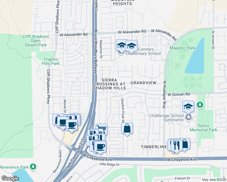 map of restaurants, bars, coffee shops, grocery stores, and more near 10388 Poker Alice Court in Las Vegas
