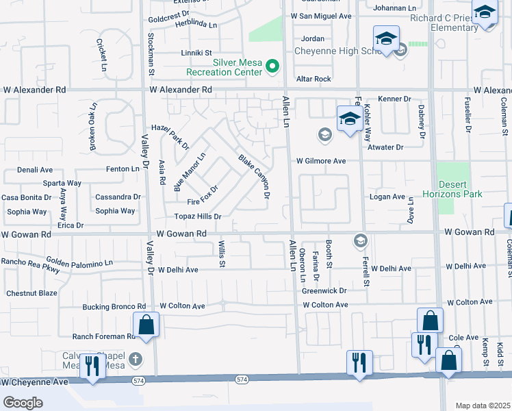 map of restaurants, bars, coffee shops, grocery stores, and more near 3820 Alpine Track Avenue in North Las Vegas