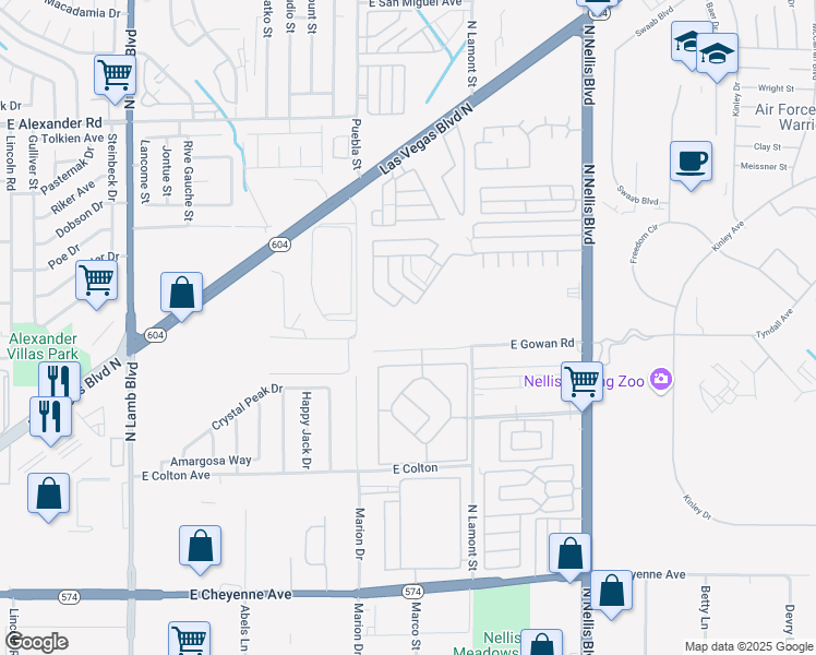 map of restaurants, bars, coffee shops, grocery stores, and more near 26 East Gowan Road in North Las Vegas