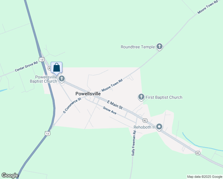 map of restaurants, bars, coffee shops, grocery stores, and more near 206 Bethlehem Church Road in Ahoskie