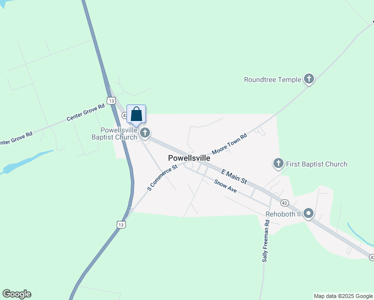 map of restaurants, bars, coffee shops, grocery stores, and more near 106 Main Street in Ahoskie