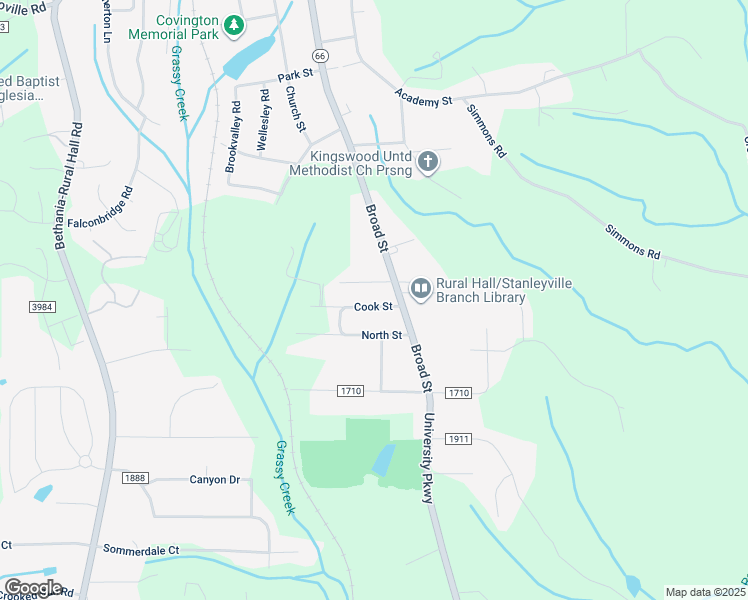 map of restaurants, bars, coffee shops, grocery stores, and more near 145 Cook Street in Rural Hall