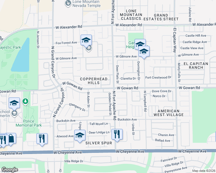 map of restaurants, bars, coffee shops, grocery stores, and more near 9309 Mountain Rise Avenue in Las Vegas