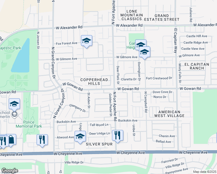 map of restaurants, bars, coffee shops, grocery stores, and more near 9309 Mountain Rise Avenue in Las Vegas