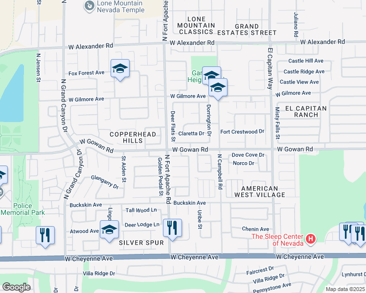 map of restaurants, bars, coffee shops, grocery stores, and more near 9133 Baysinger Drive in Las Vegas