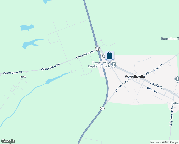 map of restaurants, bars, coffee shops, grocery stores, and more near 102 Beach Lane in Ahoskie