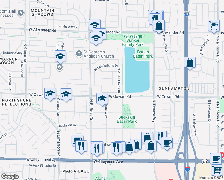 map of restaurants, bars, coffee shops, grocery stores, and more near 7408 West Central Butte Avenue in Las Vegas