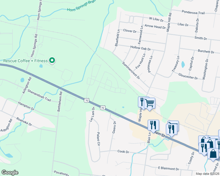 map of restaurants, bars, coffee shops, grocery stores, and more near 208 East Main Street in Lebanon