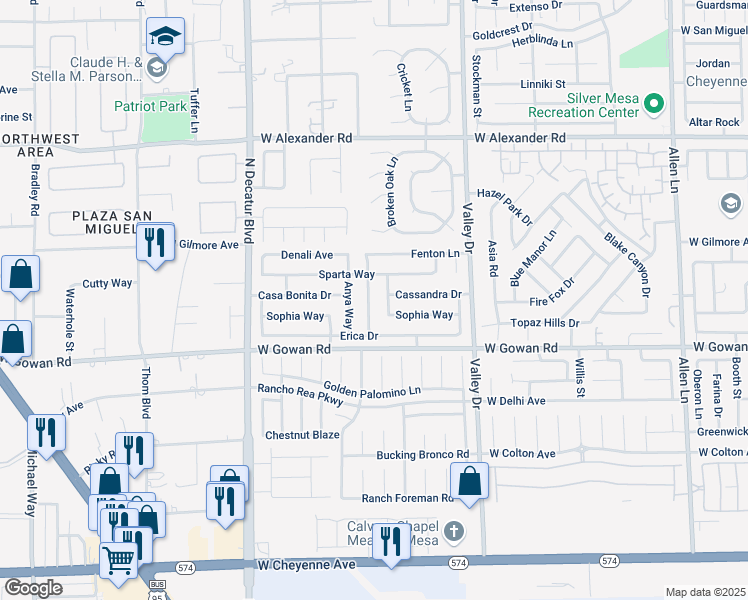 map of restaurants, bars, coffee shops, grocery stores, and more near 4417 Cassandra Drive in North Las Vegas