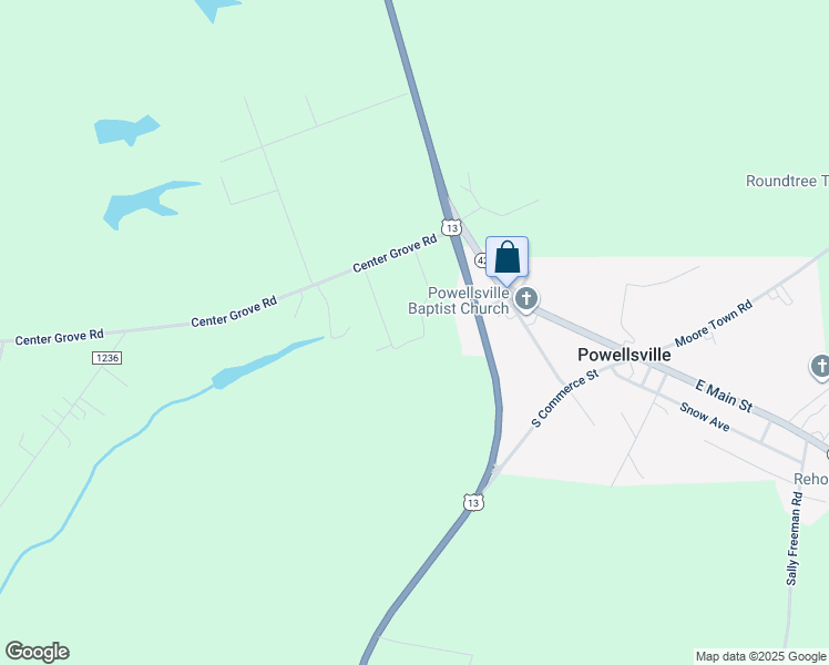 map of restaurants, bars, coffee shops, grocery stores, and more near 102 Beach Lane in Ahoskie