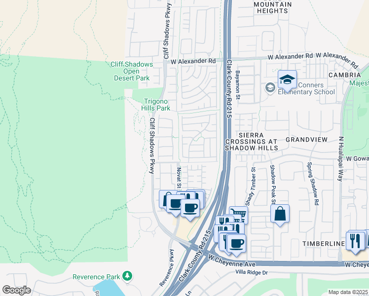 map of restaurants, bars, coffee shops, grocery stores, and more near 3636 Metter Street in Las Vegas