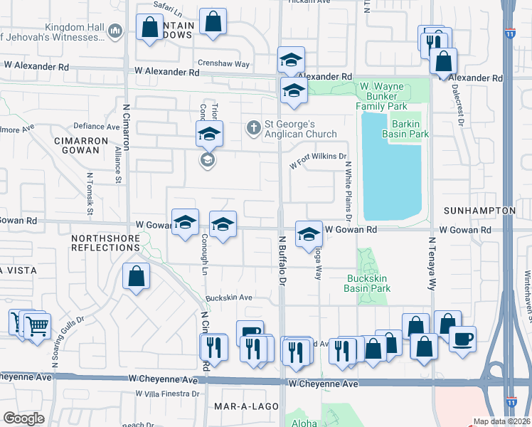 map of restaurants, bars, coffee shops, grocery stores, and more near 7620 Zermatt Avenue in Las Vegas