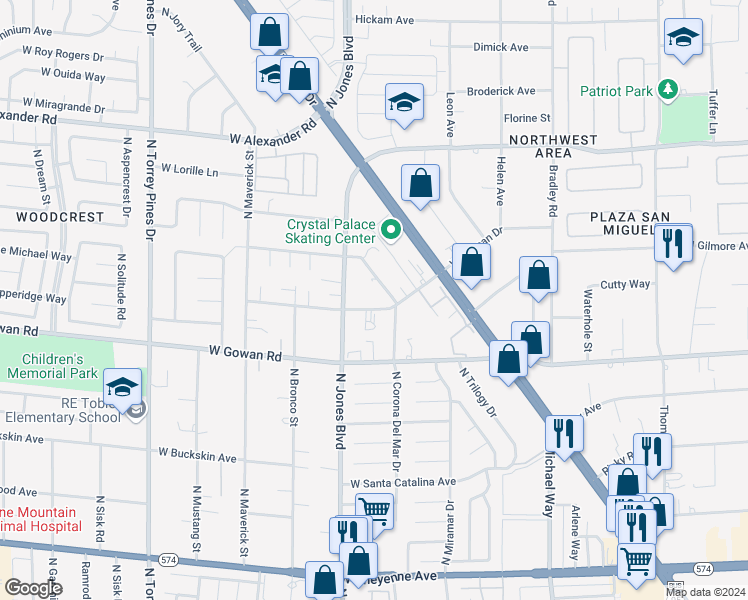 map of restaurants, bars, coffee shops, grocery stores, and more near 5908 West Duncan Drive in Las Vegas