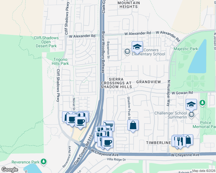 map of restaurants, bars, coffee shops, grocery stores, and more near 10448 Processor Court in Las Vegas