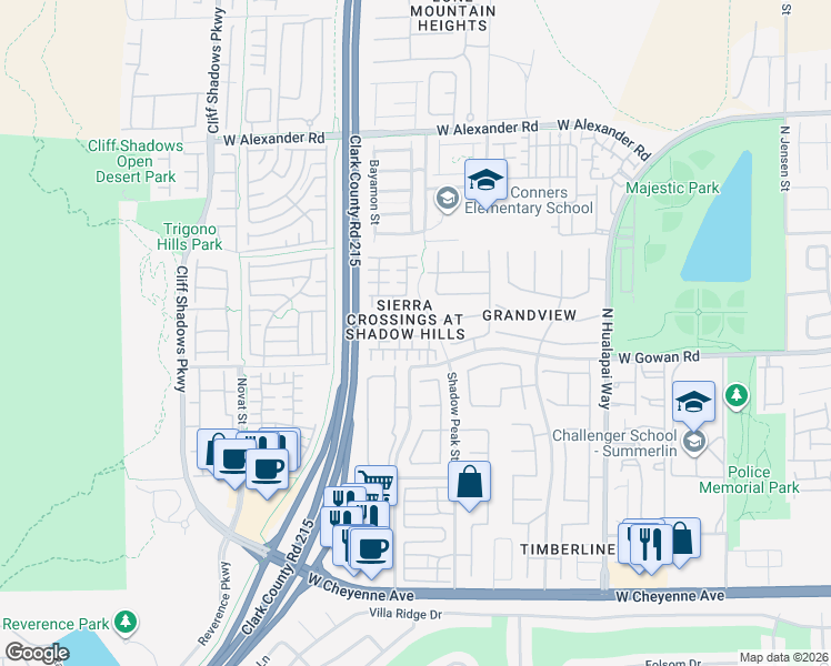 map of restaurants, bars, coffee shops, grocery stores, and more near 10388 Poker Alice Court in Las Vegas