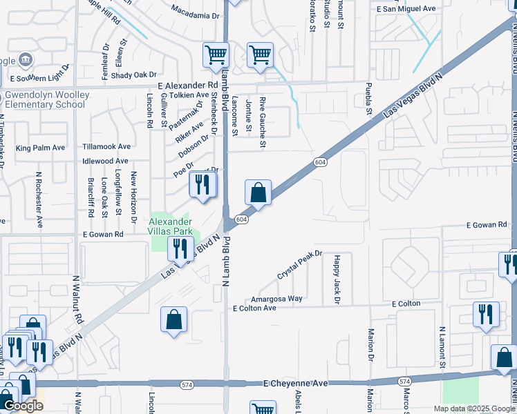 map of restaurants, bars, coffee shops, grocery stores, and more near 3680 Las Vegas Boulevard North in Las Vegas