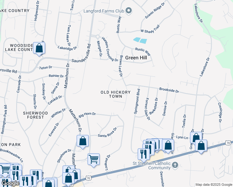 map of restaurants, bars, coffee shops, grocery stores, and more near 3009 Sutton Court in Green Hill