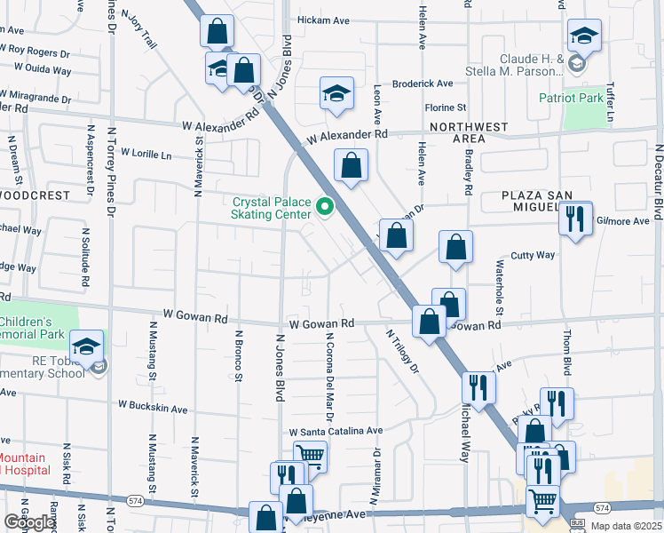 map of restaurants, bars, coffee shops, grocery stores, and more near 3700 Scuba Circle in Las Vegas
