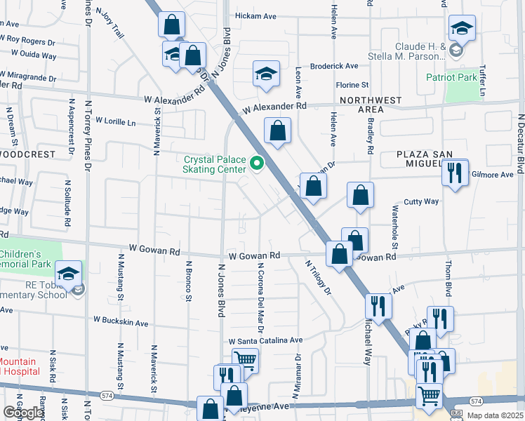 map of restaurants, bars, coffee shops, grocery stores, and more near 3700 Scuba Court in Las Vegas