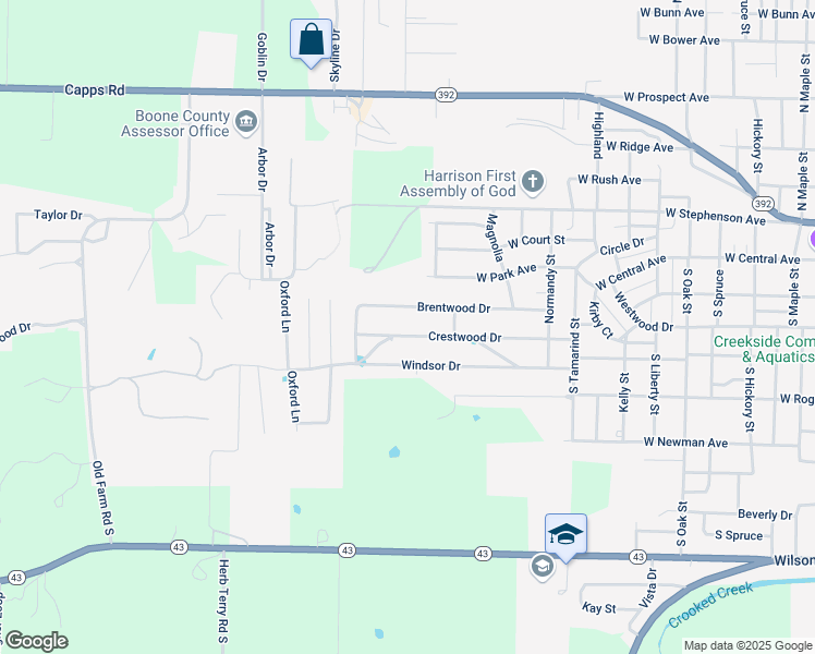 map of restaurants, bars, coffee shops, grocery stores, and more near 1609 Crestwood Dr in Harrison